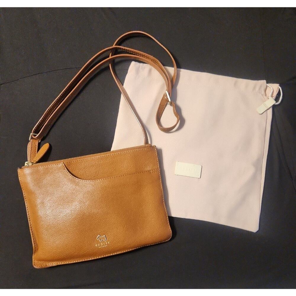 Radley London Brown Crossbody Bag Zip Zipper Accent with Dust Bag